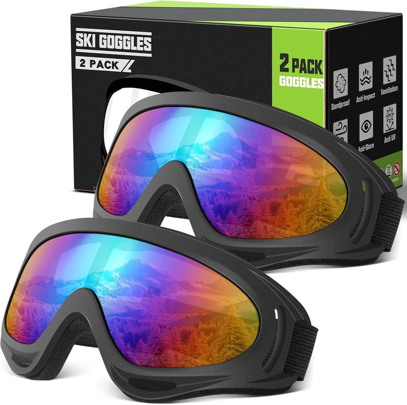 OXG Store 2 Pack Snowboard Ski Goggles, UV Protection Winter Snow Sports Goggles for Kids Teens Adult - Image 1